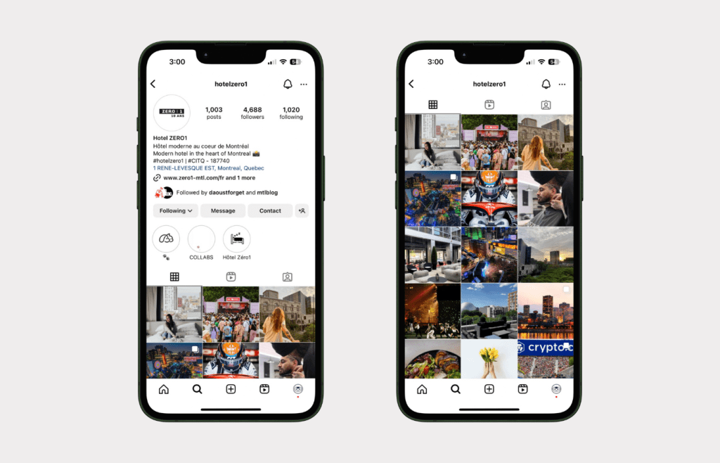 instagram-profile-hotel-zero1-hospitality-marketing